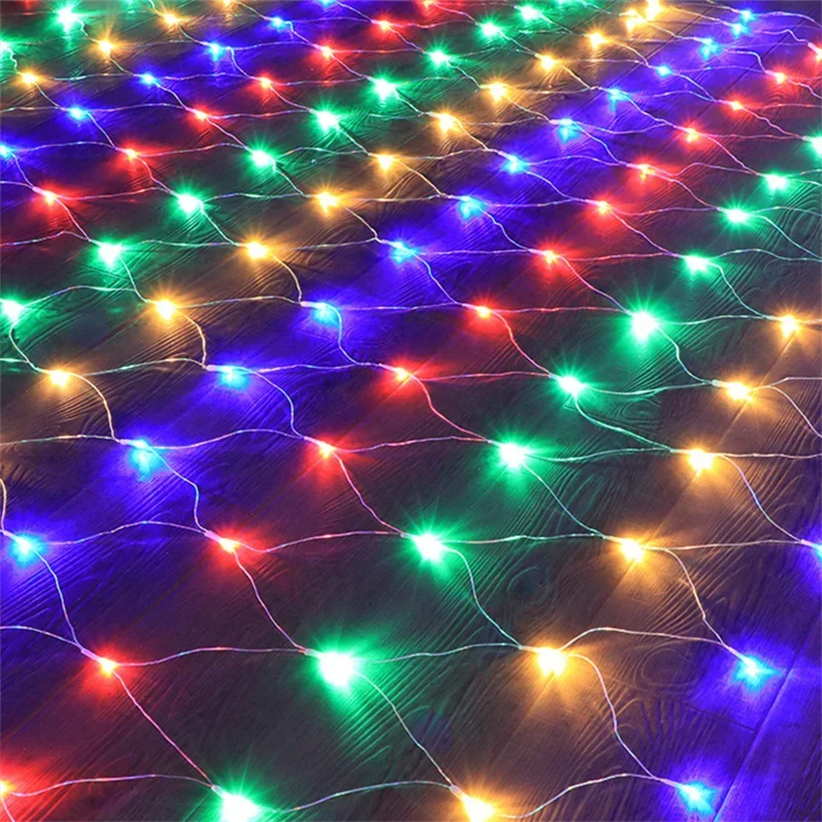 thumbnail image 1 of Cadena de luces de red para exteriores, 1,5 x 1,5/3 x 2/6 x 4 m, malla de luces navideñas, 8 modos para bodas, fiestas, jardines, césped, arbustos, decoración, 1 of 5