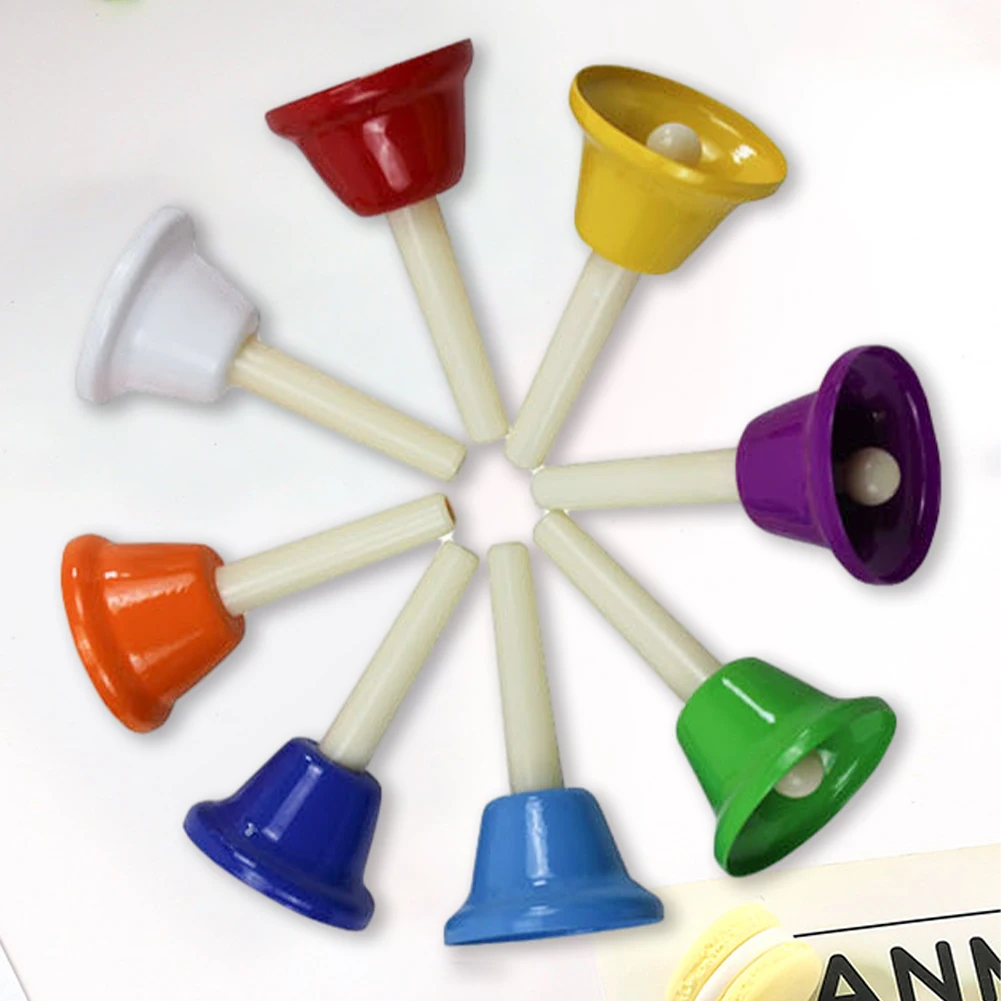 Children Percussion Instruments Hand Bell Orff Colorful Diatonic Desk 8-Note For Baby Early Musical Education