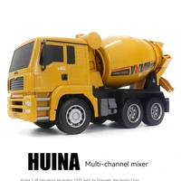HUINA 1333 1/18 6CH Die-Cast Alloy Remote Control Mixer Engineering Car Toys Static Model Crawler Wheel Kids RC Truck Gift 1