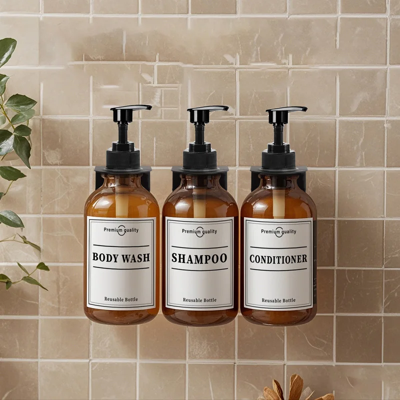 500ml Refillable Hand Pump Empty Bottles Soap Dispenser Shower Shanpoo Lotion Gel Container for Hotel Home Bathroom