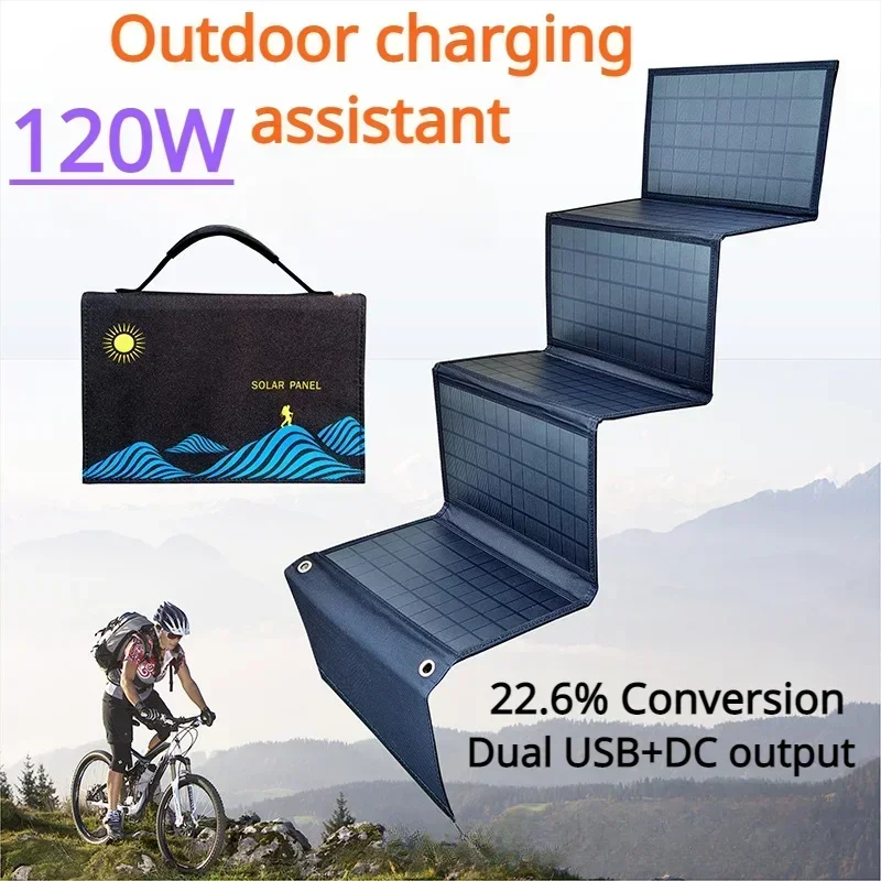 

BMAD 120W Plus Size Solar Panel Charger Foldable Solar Plate 5V USB Safe Charge Cell Solar Phone Charger for Home Outdoor Camp