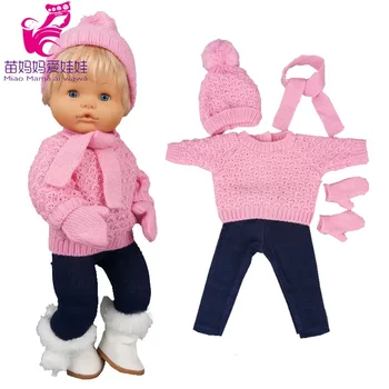 16 Inch Nenuco Doll Clothes Pink Sweater Hat Scarf Ropa Y Su Hermanita 40 Cm Baby Doll Costumes Winter Christmas Set