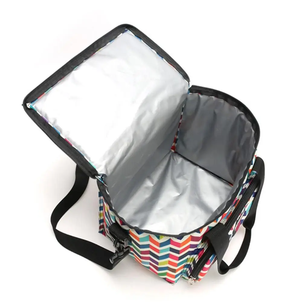 Portable Fashion Adjustable Strap Thermal Double Layer Storage Box Shoulder Bags Insulated Cooler Bags Picnic Bag Lunch Bag