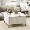 Coffee Table, Lift Top Coffee Table for Living Room, 35.4" Square Coffee Table with Storage, Modern Fluted Center Table with Hid 1
