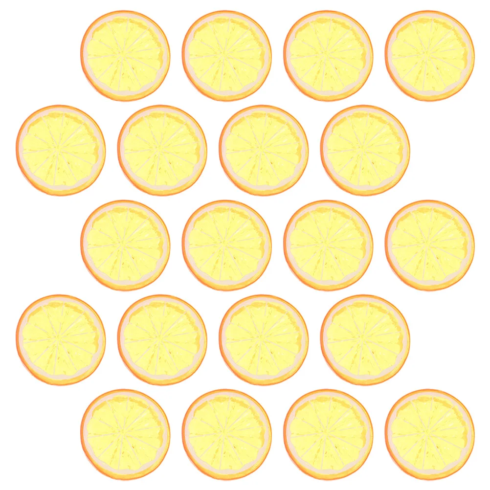 20 Pcs Artificial Fruits and Vegetables Imitation Lemon Slice Plastic Fake Slices Simulation Lemon Ornament Inflatable Decors Limes Lemons