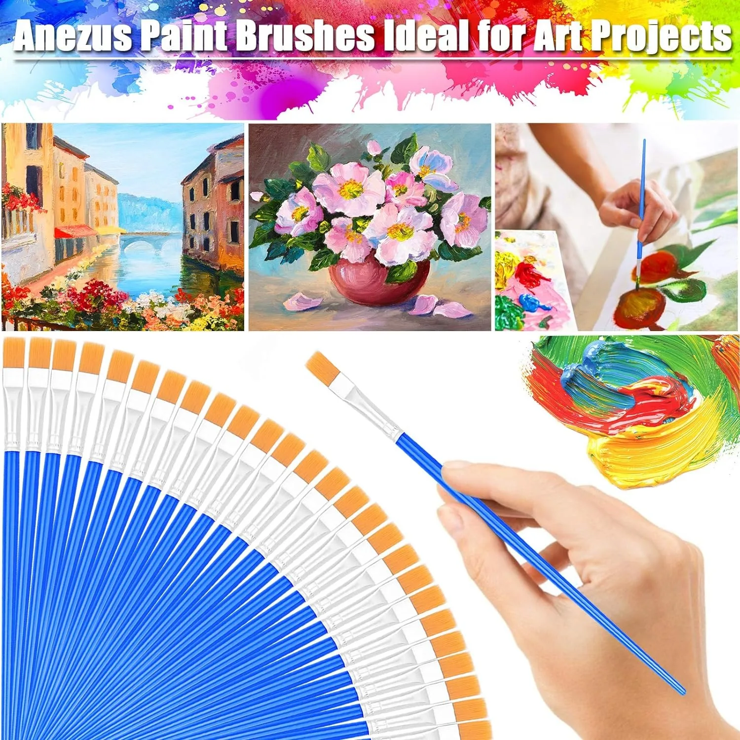 30Pcs/set Paint Brushes Set for Kids Acrylic with Flat Round Pointed Paint Brushes Pottery Craft Watercolor Oil Painting pottery coloring tool,graffiti paint tools