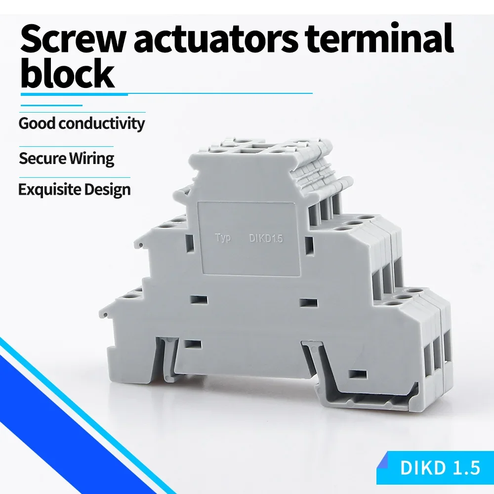10Pcs DIKD-1.5 DIN Rail Terminal Block 3-Level Sensor Actuator Triple Wire Connector Three-Layer DIKD1.5 Conductor wire connectors