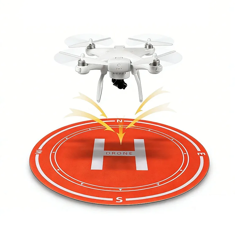 Tapis de décollage pour drone pliable et imperméable de 60 cm déplié sur herbe