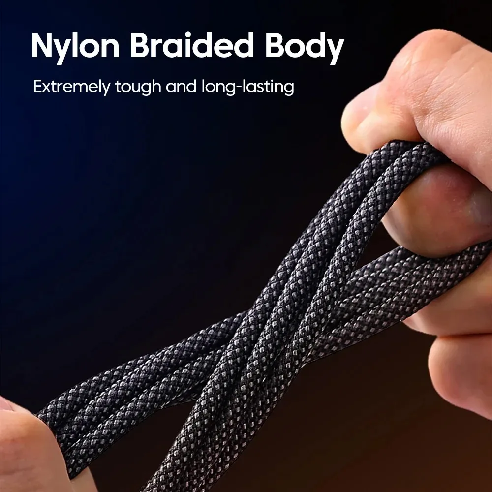 240W USB C Quick Charging Cable Nylon Braided Transparent USB Type C High-speed Charger Wire for Samsung Huawei Xiaomi Data Line