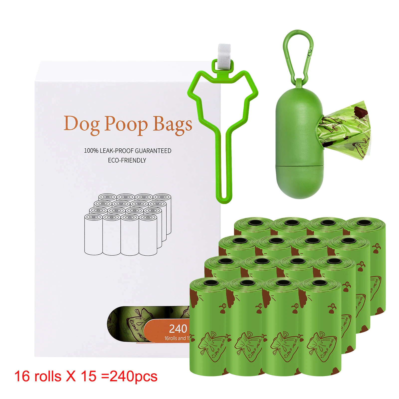 

240 PCS Pet Garbage Bag Dispenser Set 1.2 Silk Biodegradable Dog Poop Bag Poop Bag With Garbage bag support distributor