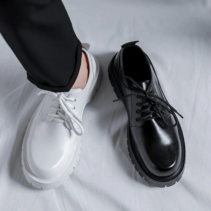 Men High Sole Platform Casual Leather Shoes Male Japan