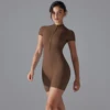 Yoga Set Women's Jumpsuits One-Piece Suit Zipper Short Sleeve Gym Push Up Workout Clothes Fitness Bodysuit Sportswear Tracksuit 3