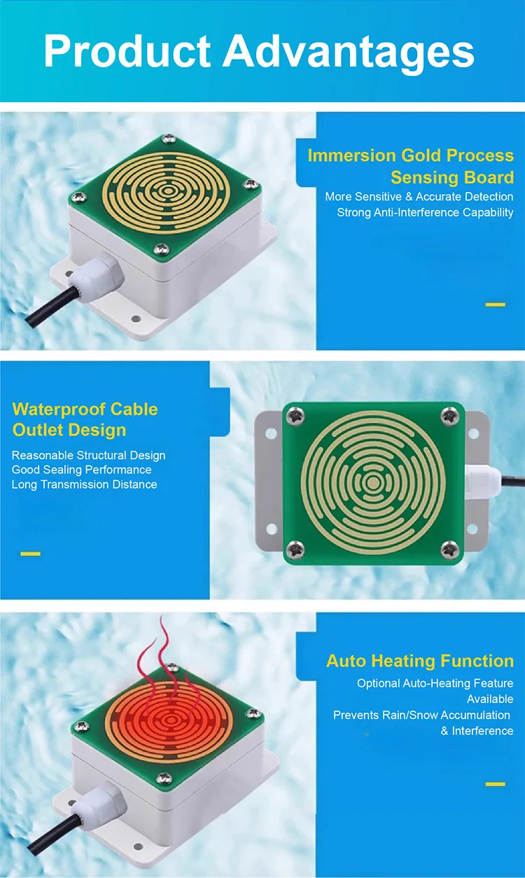 ZTS-YUX RS485 Rain Snow Detection Sensor 12–24V DC Auto Heating for Outdoor Gree