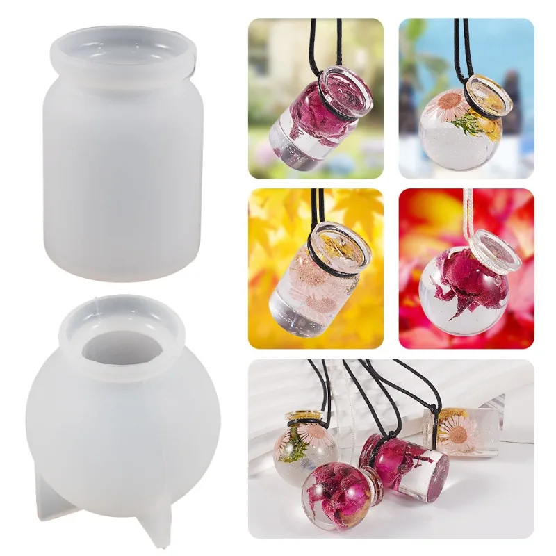 

DIY Mini Resin Mold Drifting Bottle Micro Landscape Mold Dried Flower Mini Bottle Pendant UV Resin Silicone Casting Molds