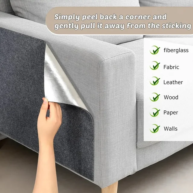 Self-Adhesive Cat Scratching Board Trimmable Cat Carpet Mat Anti Cat Scratcher Furniture Couch Corner Indoor Sofa Wall Protector 2