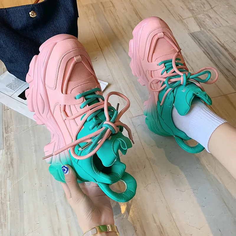 

Ladies Thick Sole Sneakers2022 Designer Brand Running Shoes Breathable Luxury High Quality Vulcanized Shoes Fashion Tennis Women