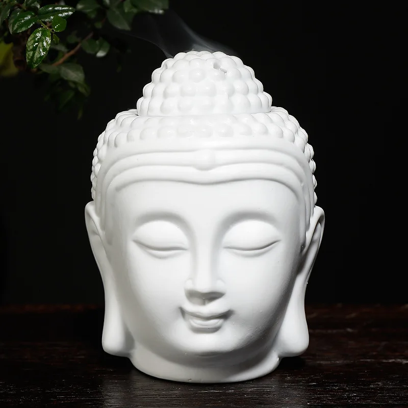 Ceramic Buddha's Head Incense Burner Indoor Incense Burner Crafts Home