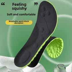 Enhanced 4D Shock Absorption Breathable Sport Insoles for All - Day Comfort (Black)