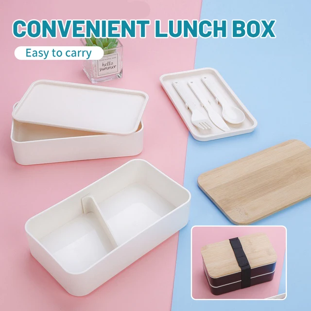 Boîte à Bento de Style japonais, boîte à déjeuner minimaliste Double couche avec couteau, fourchette, cuillère, boîte à déjeuner divisée pour étudiant, nouvelle collection 5