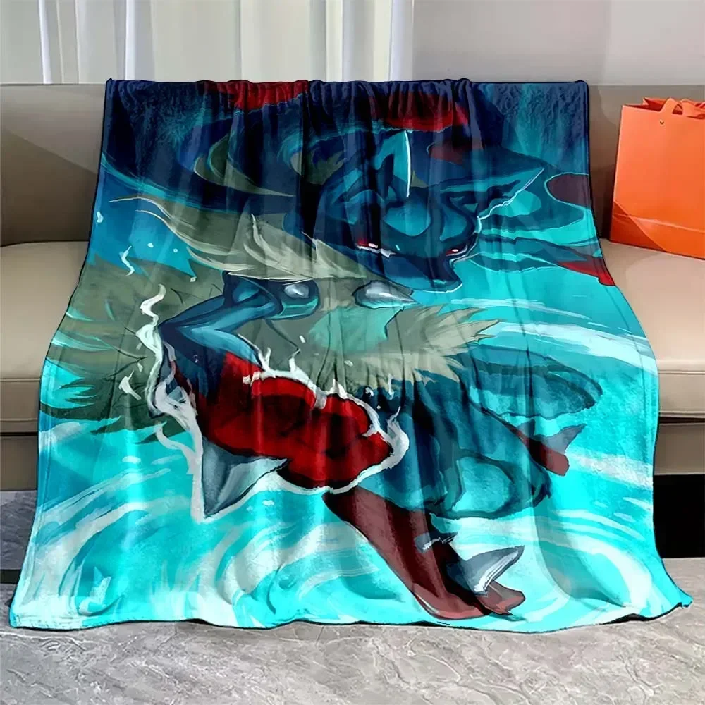 japanese anime Pokemon Mega Lucario Flannel Fluffy Soft Blanket Figures Home Sofa Break Blanket Children Blanket Nap Cover Kid 3