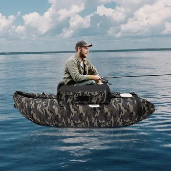 Inflatable Fishing Boat Outdoor Fishing Float Tube Portable Fishing Raft Capacity 286.6 Lbs Adjustable Backrest (90-180°) 6