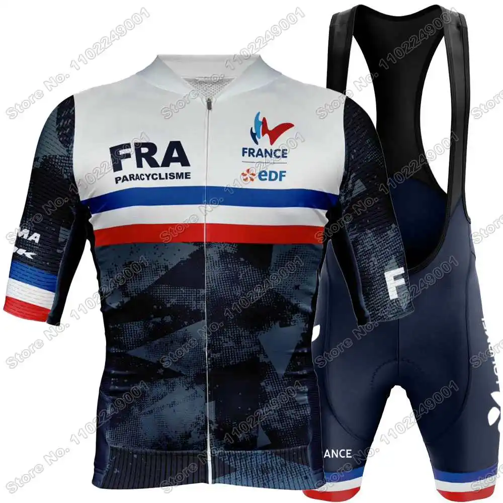 Description Picture 3 of item2024 France Cycling Jersey Short Sleeve Set French National Team Cycling Clothing Men Road Bike Shirts Suit Bicycle Bib Shorts