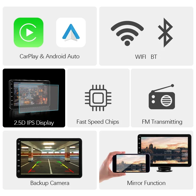 7" Carplay Android Auto Car Radio Multimedia Video Player IPS Touch Screen AUX I