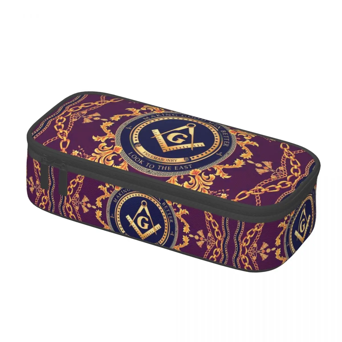 Freemason Baroque Design Cute Pencil Case Girl Boy Large Capacity Masonic Mason Pencil Box Students Stationery