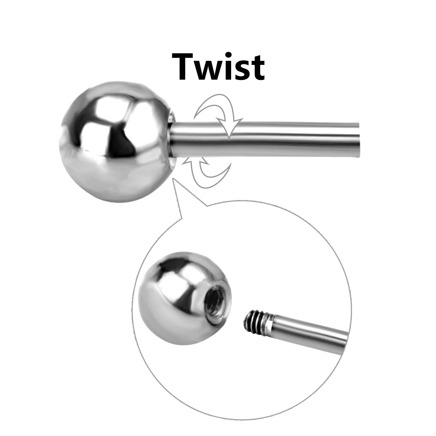 Wholesale Set of 12 Pairs Stainless Steel Ball Stud Earrings with Screw Back, Mixed Sizes