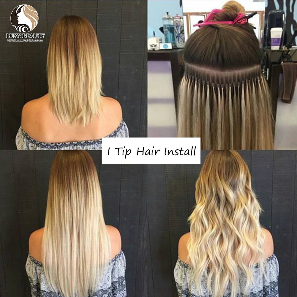 Straight I Tip Micro Bead Human Hair Extensions Blonde Pre Bonded Micro Links Real Human Hair Extension For Salon 50strands/pack