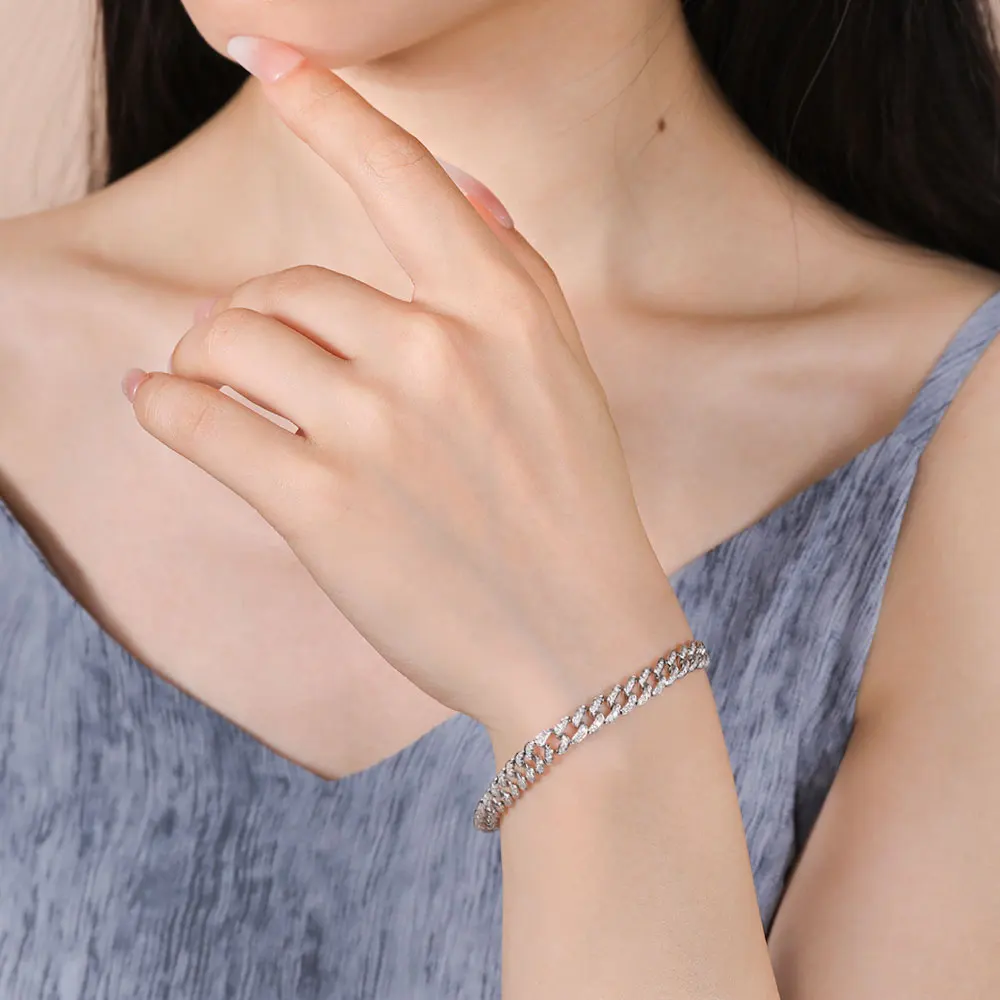 S70cdf140f6cb481c995f2c38dbc2a095G M-JAJA Natural Diamond Cuba Bracelet F Color VSI Clarity Solid 18k White Gold AU750 Engagement Wedding for Women Fine Jewelry