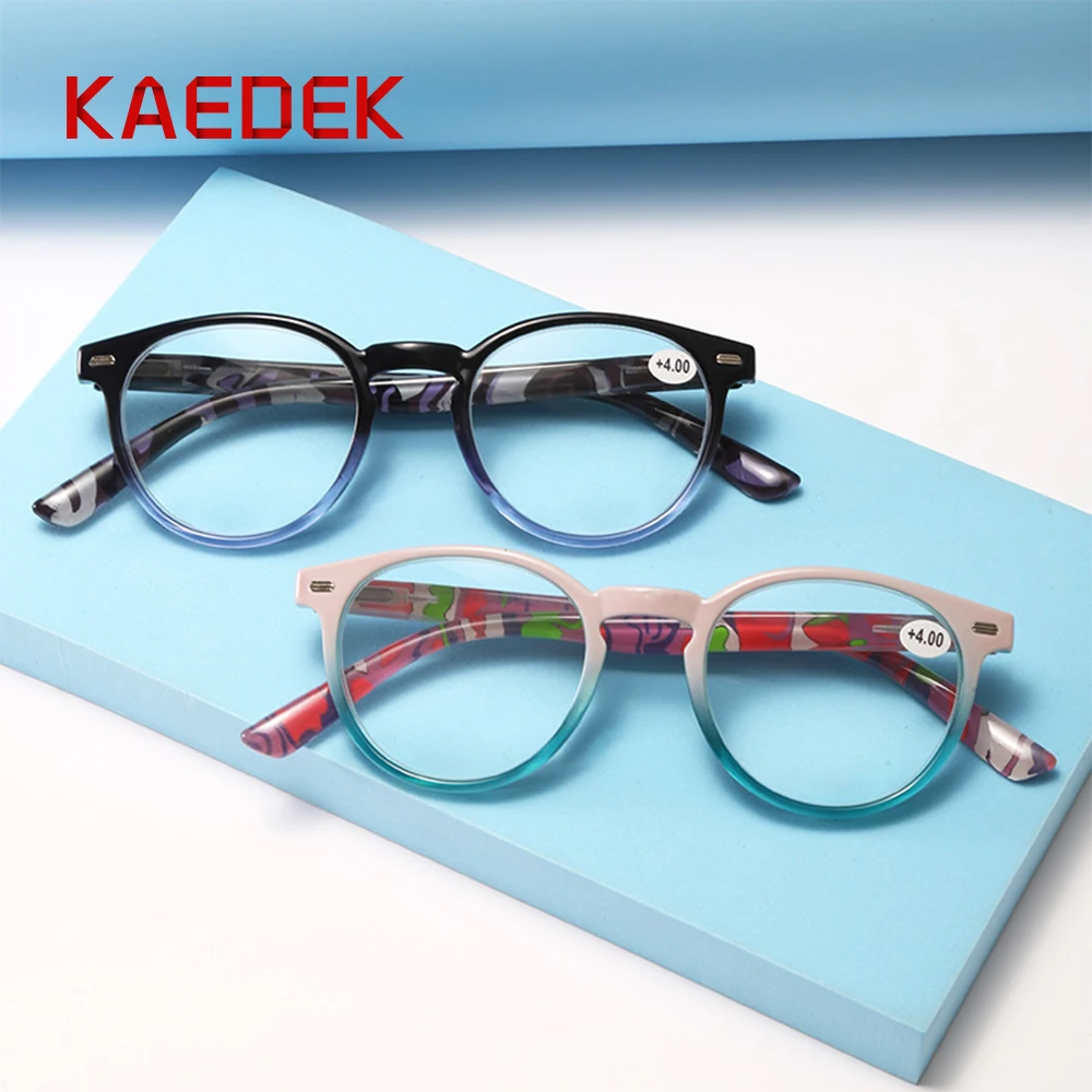 

Очки для чтения KAEDEK, женские считыватели, стильная винтажная круглая оправа, с пружинной петлей, легкое износостойкое прозрачное видение + 1,0 1,5 2,0