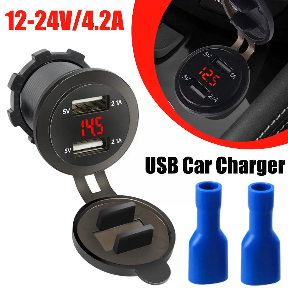12V-24V Usb Auto Moto Accendisigari 3.0 Presa Doppio Caricatore Presa Accendisigari Prese Di Corrente Per Auto Sigaretta 4.2A Led U E4R4