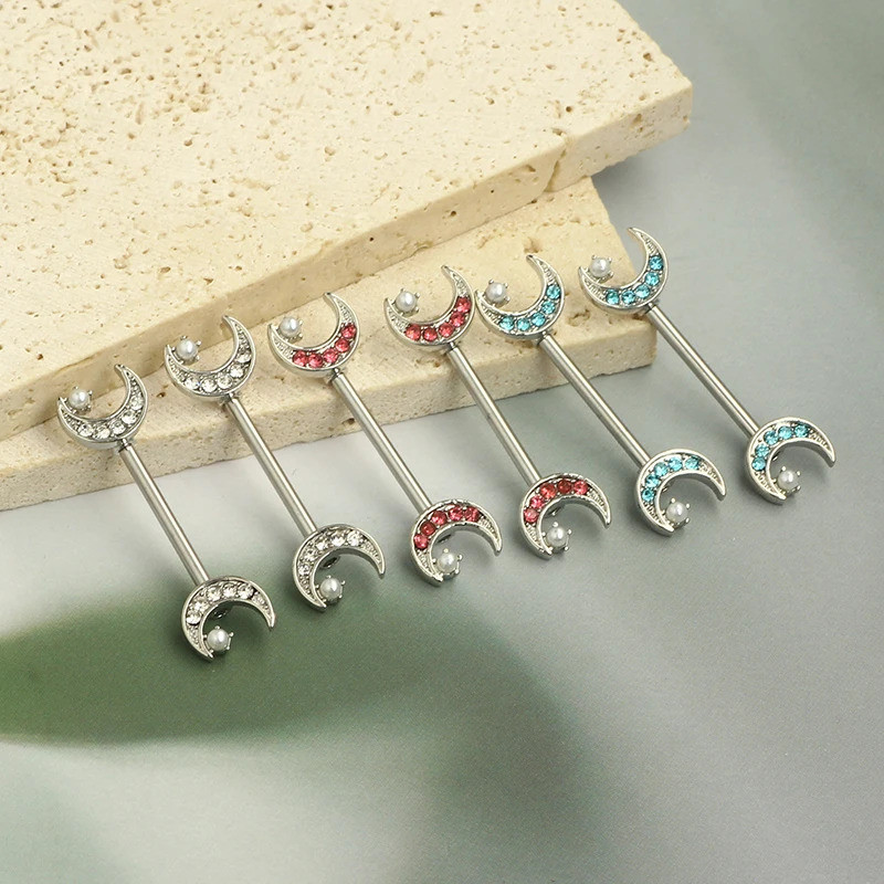 Nipple Rings Belly Button Rings For Women Cute Heart Butterfly Moon CZ Barbell Nipple Rings Curved moon star mix 3 colors wholes