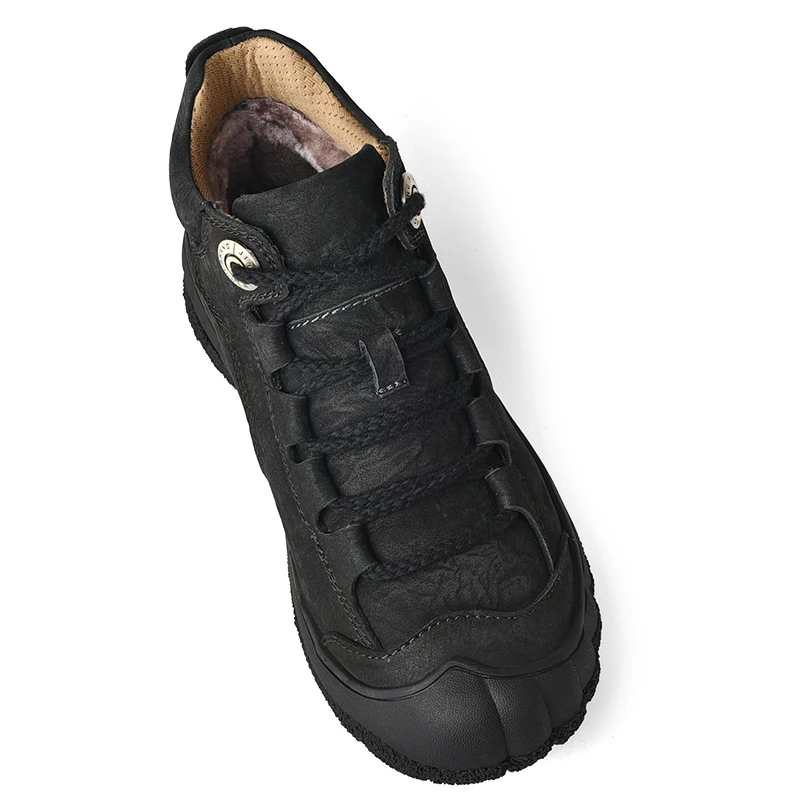 Luxury Outdoor Men's Boots Genuine Leather Casual Shoes Motorcycle Warm Winter Boots for Men Upscale Ankle Shoes