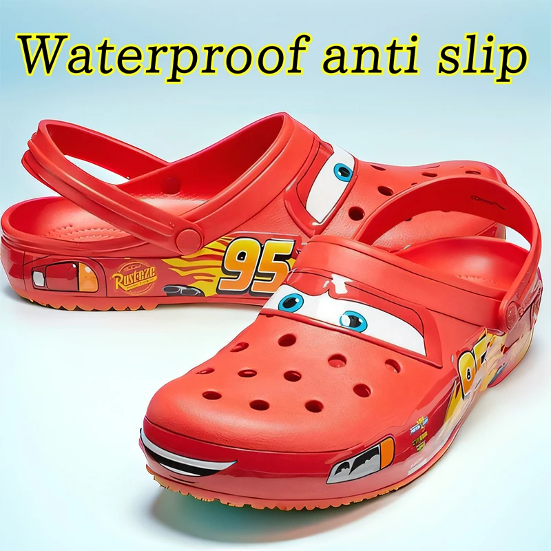 

Уличные тапочки Disney Lightning Mcqueen Crocs, детские тапочки для пляжа, бассейна, Нескользящие, с машинками, № 95