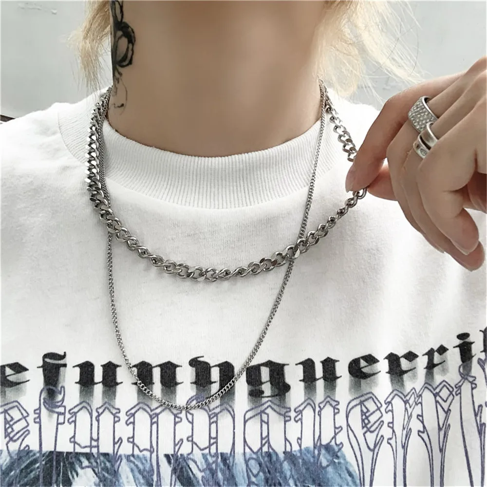 

New Double Layer Charm Vintage Chain Pendant Necklace For Women Men Fashion Women's Chain Necklace Choker Jewelry Gift