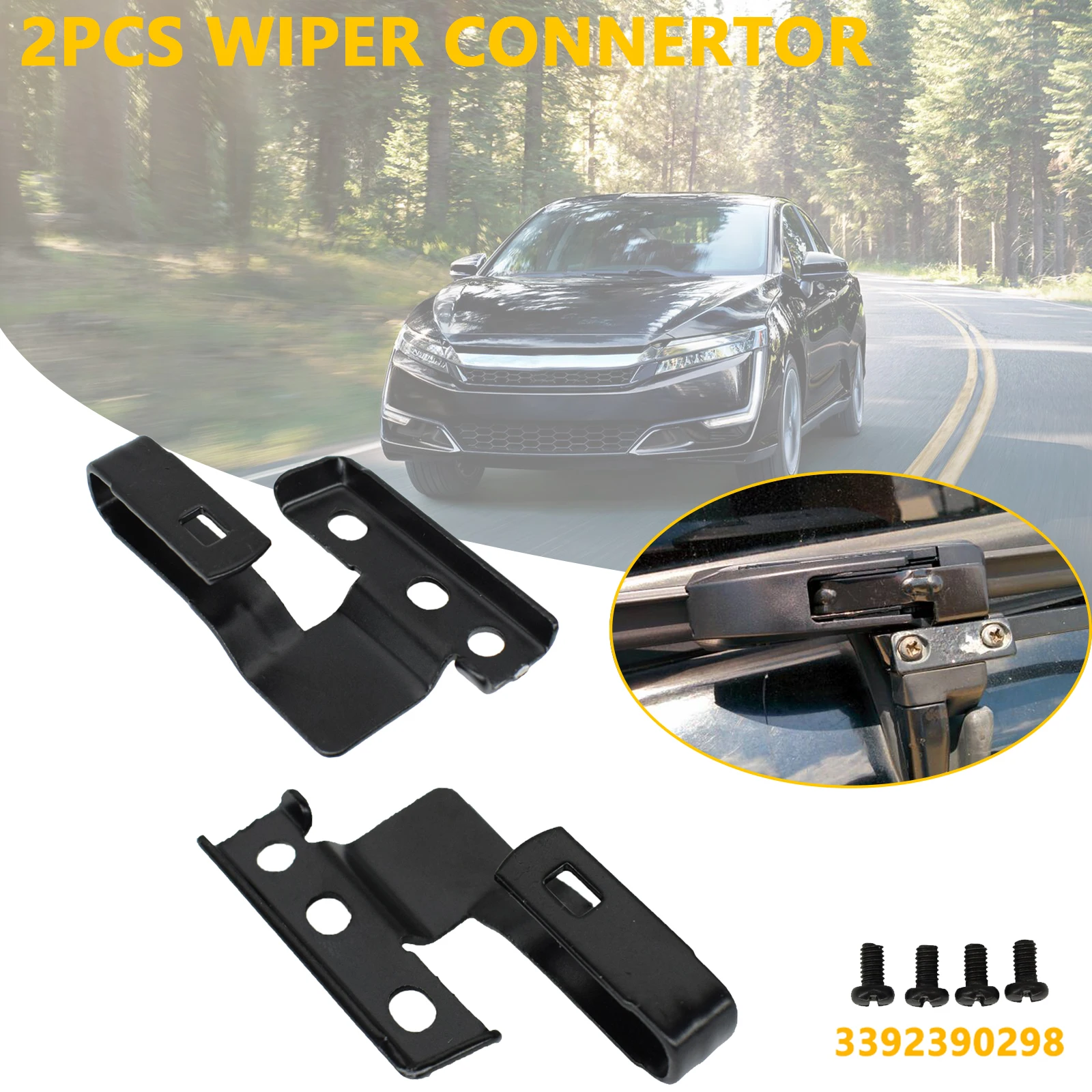 2PCS Universal Car Front Windshield Wiper Blade Arm Adapter Mounting Kit 3392390298 Windshield Wiper Adapters Screws Accessories