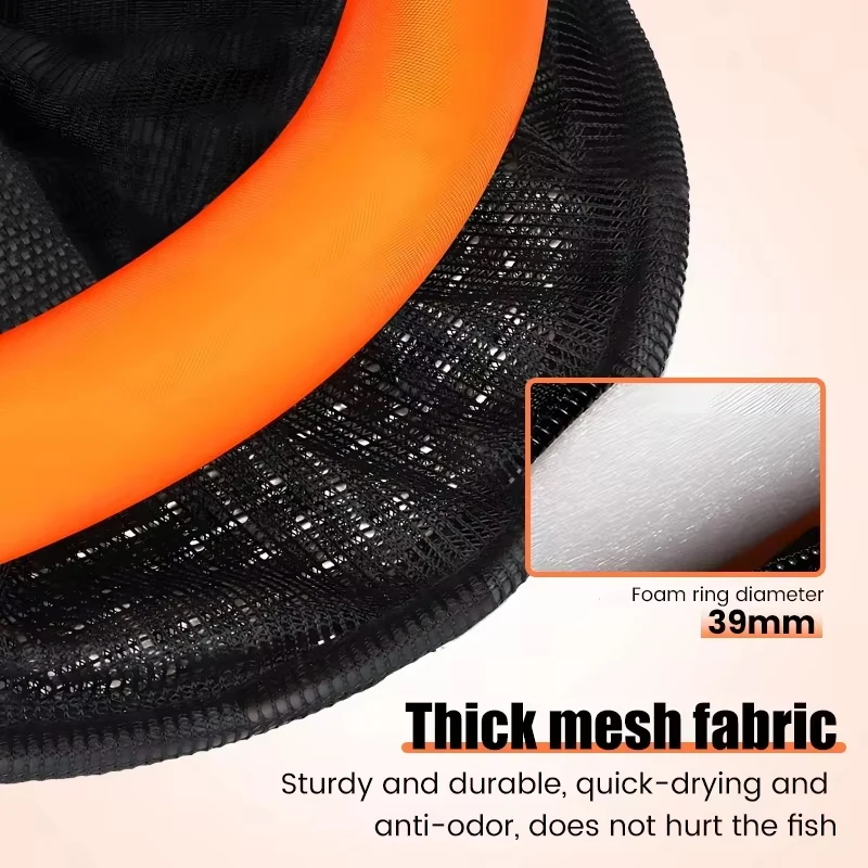 Collapsible Nylon Fish Keep Net in Orange-Black/Green-Black - Portable and Durable Design