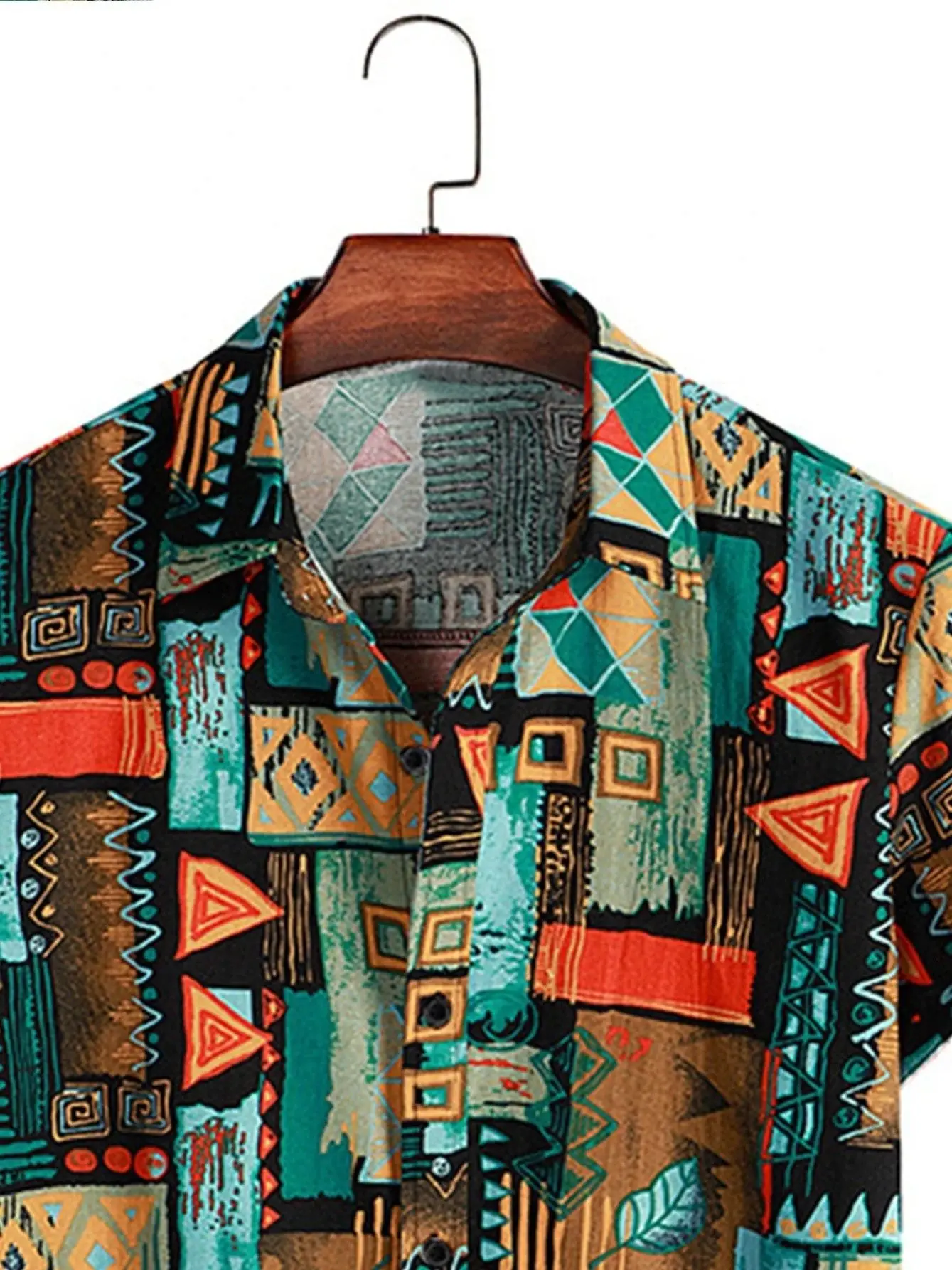 2024 Men's Fashion Retro Printed Short Sleeve Shirt Men's Hawaiian Printed Shirt Retro Totem Print Men's Oversized Tops SIZE 5XL 5
