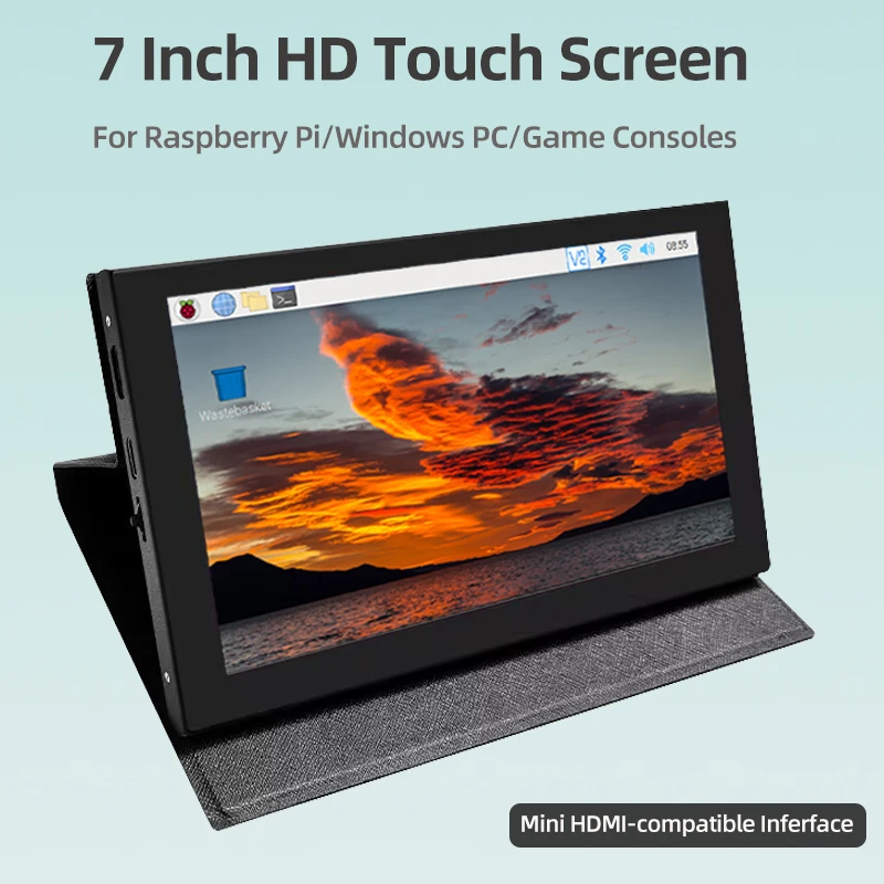 Фото 7-дюймовый IPS LCD Mini HDMI-совместимый универсальный сенсорный экран для Raspberry Pi Windows ПК Дисплей игровая консоль с держателем для чехла №1