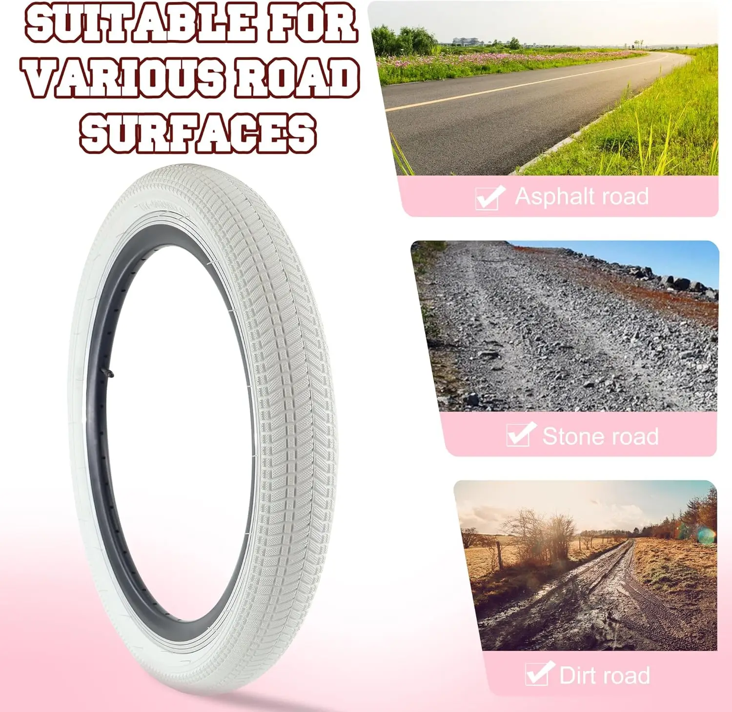 ZUKKA 1팩 20x2.125 어린이 자전거 타이어 미끄럼 방지 내구성 4가지 색상 어린이 자전거 일상 주행용