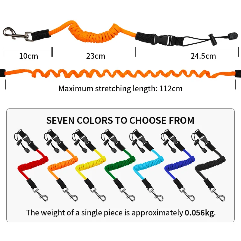 Elastic Kayak Paddle Rope Rowing Boat Paddle Board Accessory Fishing Rod Carabiner Adjustable With Safety Hook scuba diving hook