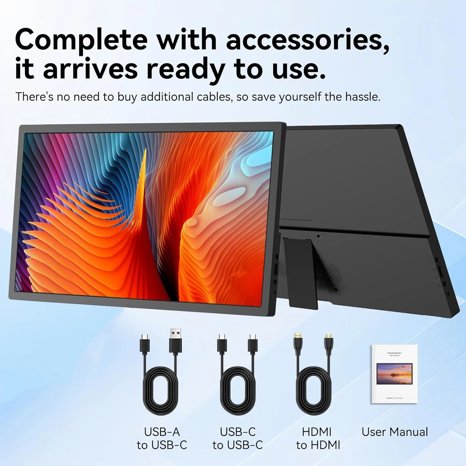 17.3인치 휴대용 모니터 250니트 72% sRGB IPS HDR 여행용 컴퓨터 디스플레이 USB Type-C 미니HDMI 듀얼 스피커 VESA 맥폰용