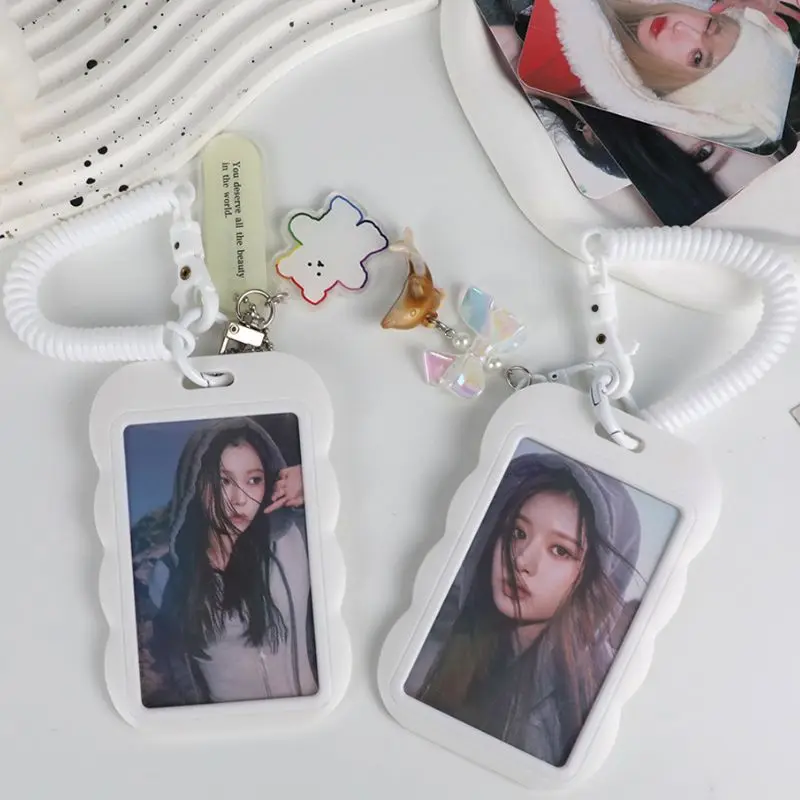 Creative Design Cloud Photocard Holder Transparent Card Holder Keychain Photo Sleeves Bus Card Student Case Photo Protector