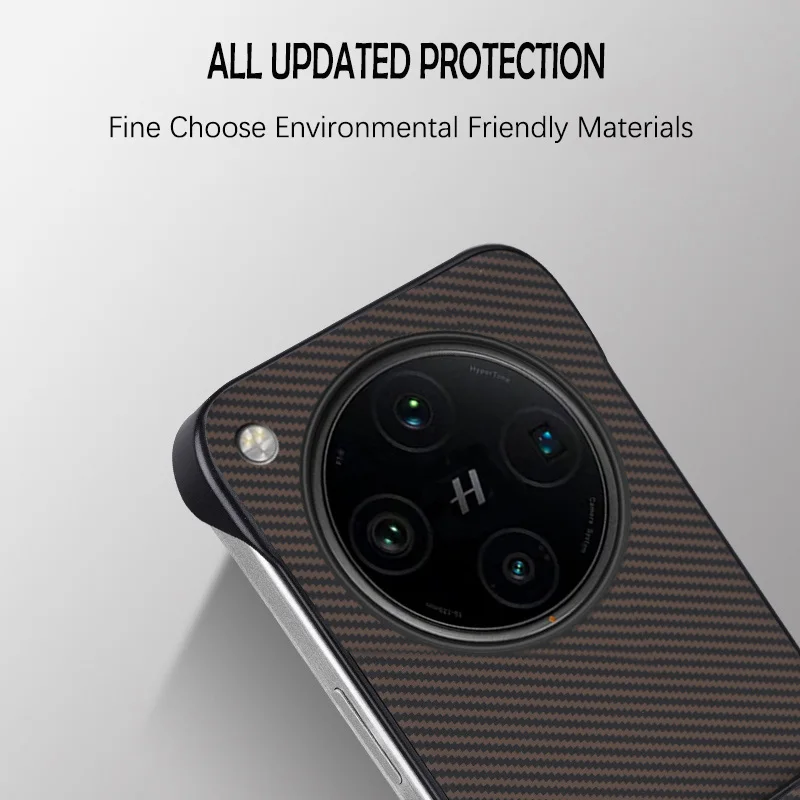Sleek Carbon Fiber Style Phone Case with Frameless Holder Cover