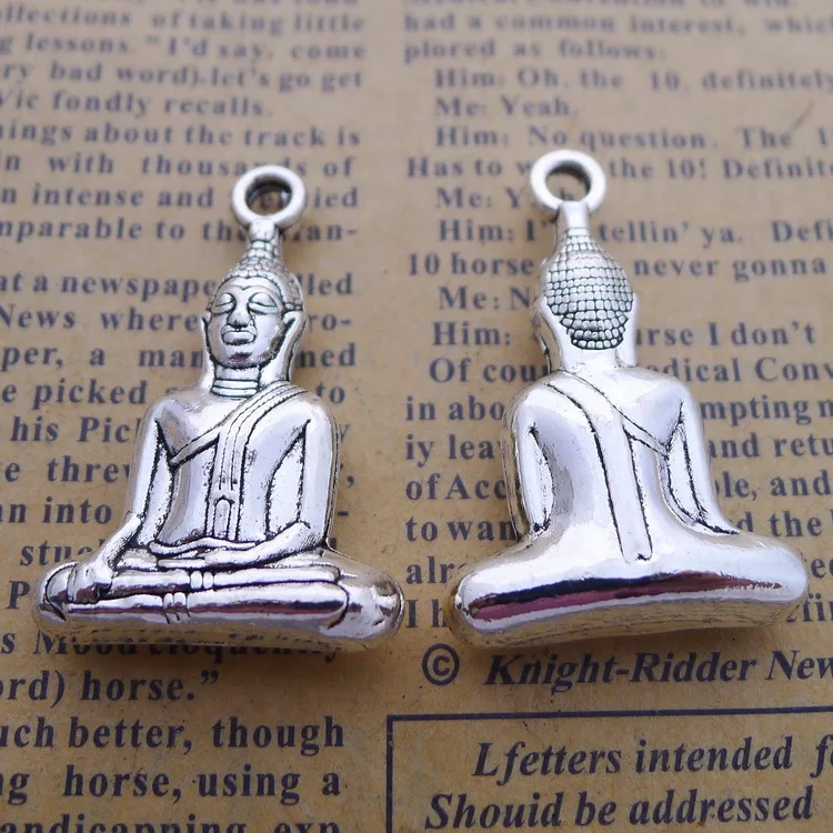 2pcs/lot 24*36mm Alloy Buddhism Diy Charm Antique Silver Color Buddha