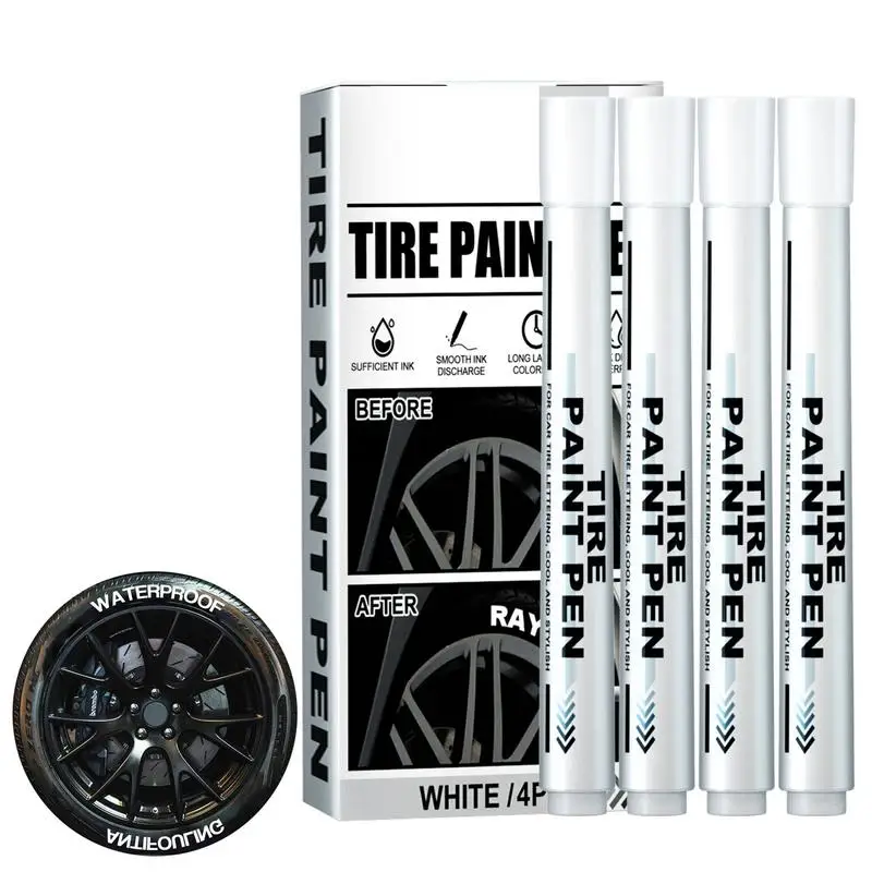 

6ml Tire Paint Pen Waterproof Strong Coverage Cars Wheel Oily Marker Long Lasting Auto Rubber Tyre Paint Care Paint Cleaner