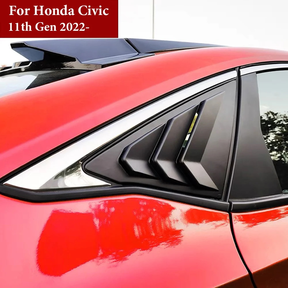 

High quality For Honda Civic 11th Gen 2022 2023 Car Rear Louver Window Side Shutter Cover Trim Sticker Vent Scoop 2PCS