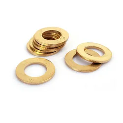 50 - Piece Solid Brass Precision Washers Set - Flat Copper Shims, Gaskets, and Spacers - 10x5x1mm